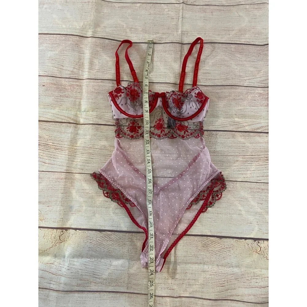 Victoria Secret Women's Rose Bud Dot Wicked Teddy Pink/Red - XS - Picture 8 of 16